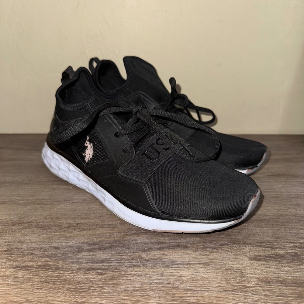 US Polo Assn Sneakers Walking Running Athleisure Shoes‎ Black Womens Size 10